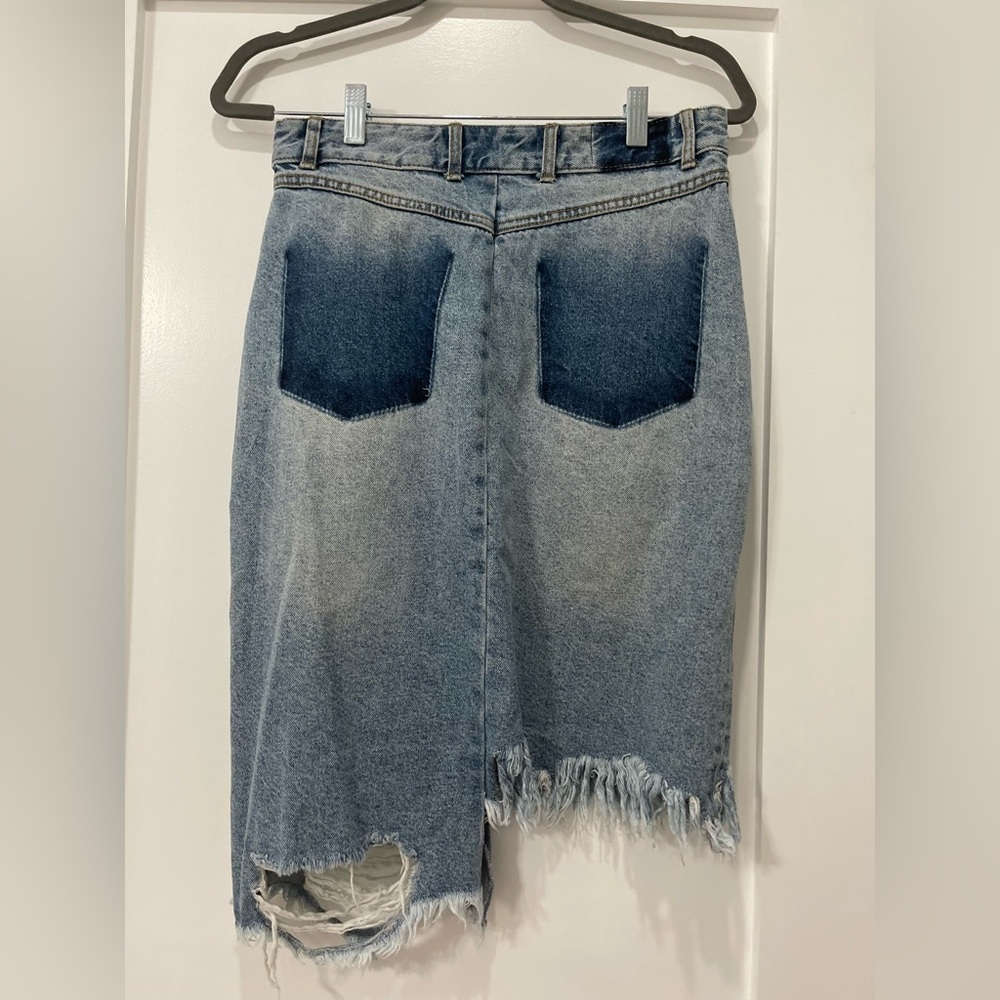 Zara Asymmetrical Distressed Denim Skirt size S - Picture 6 of 7